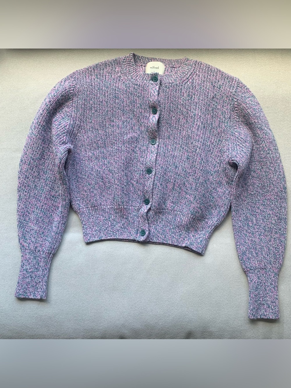 Aritzia Wilfred Nora merino wool Purple Speckled Button Cardigan - Picture 1 of 5